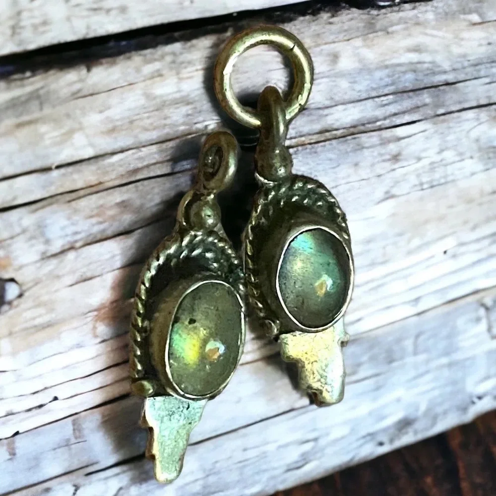 2 Labradorite Findings Charms Pendants Moonstone Sterling Silver - Picture 4 of 6
